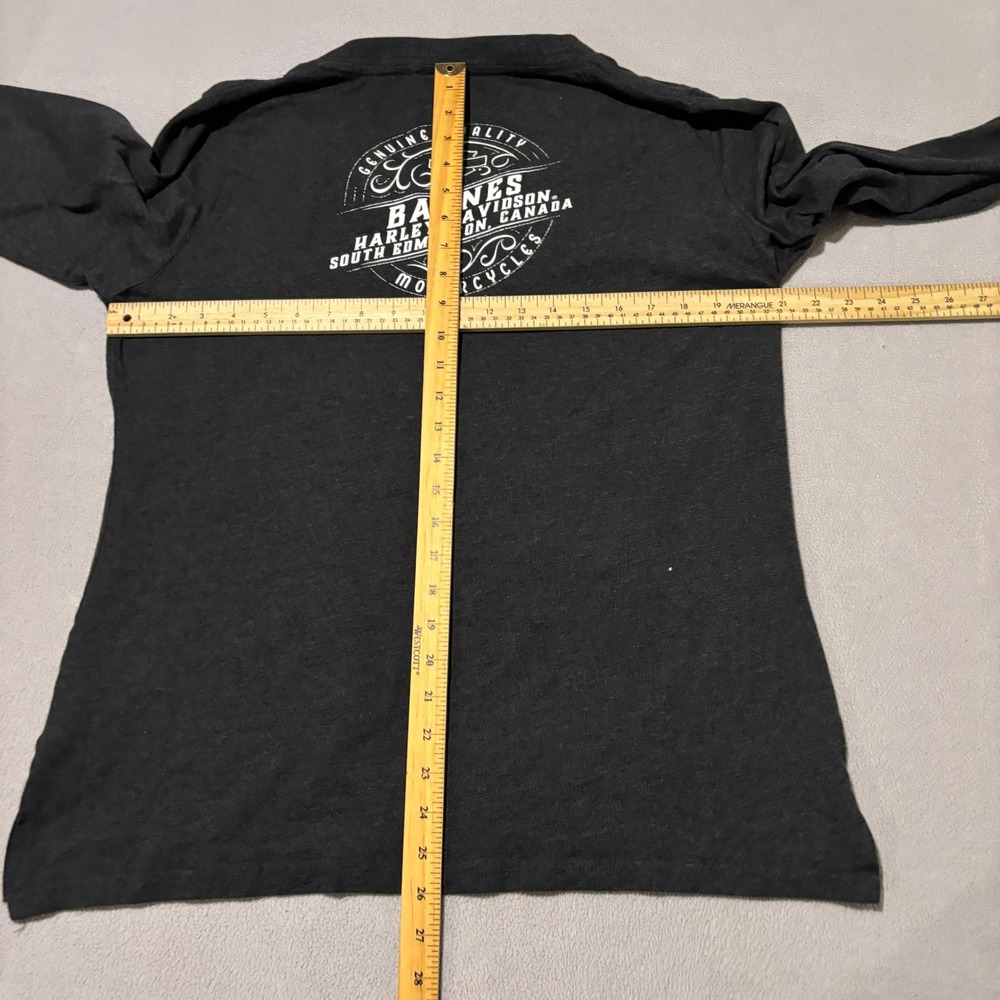 Harley Davidson Womens XL Lace Up Long Sleeve Shirt Barnes South Edmonton Gray - Picture 7 of 7